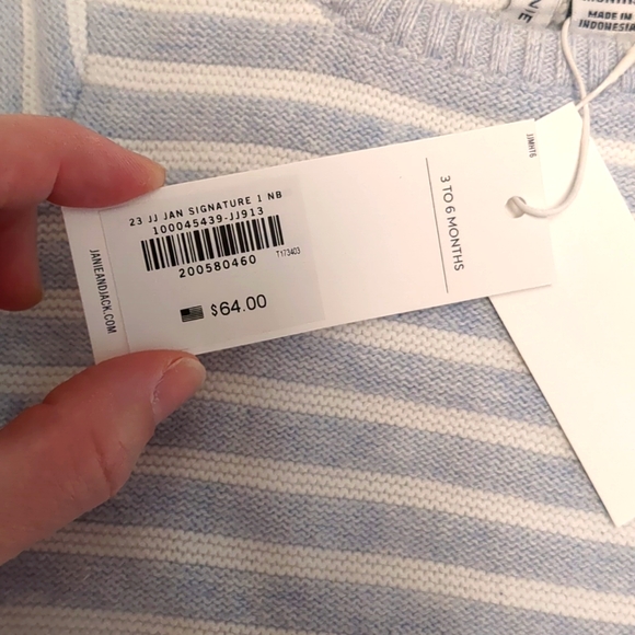 NWT Janie and Jack Blue and White Baby Striped Sweater Matching Set - Picture 6 of 7